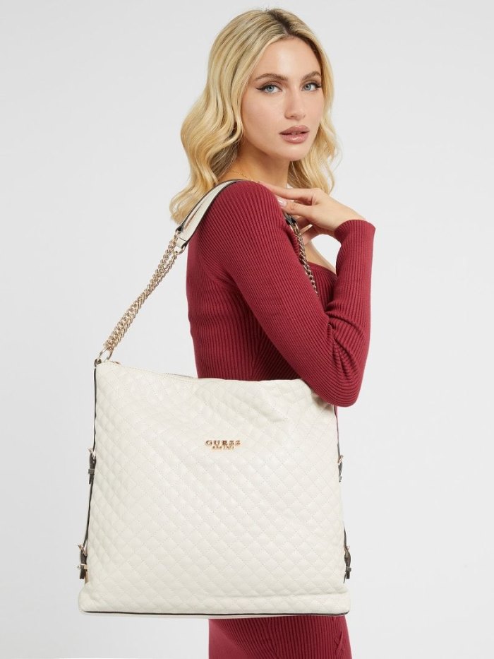 Bolsos Shopper Guess Adam Quilted Mujer Blancos | SE-636677