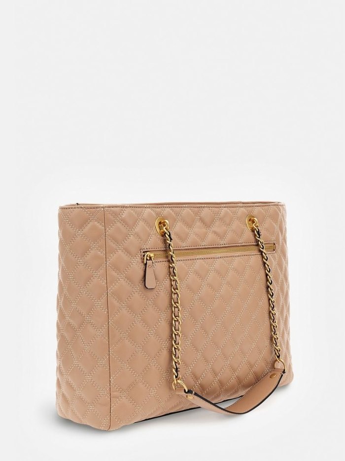 Bolsos Shopper Guess Giully Quilted Mujer Beige | SE-870583