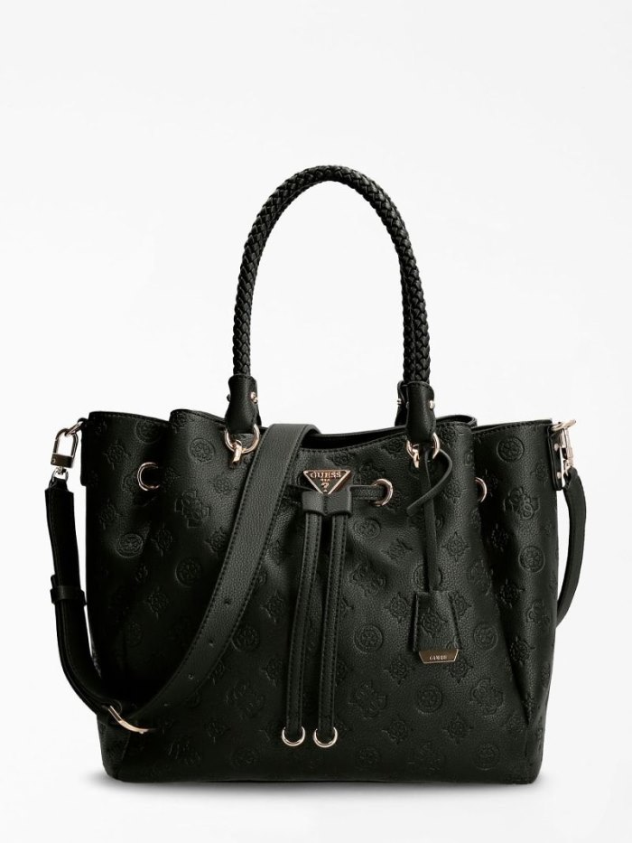 Bolsos Shopper Guess Helaina 4g Peony Logo Mujer Negros | SE-942916