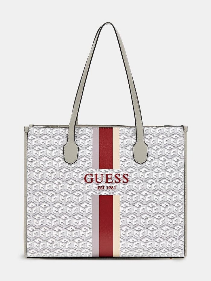 Bolsos Shopper Guess Silvana G Cube Logo Mujer Creme | SE-025094