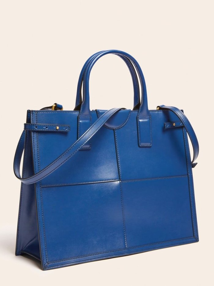 Bolsos Shopper Guess Stilla Real Leather Mujer Azules | SE-217868