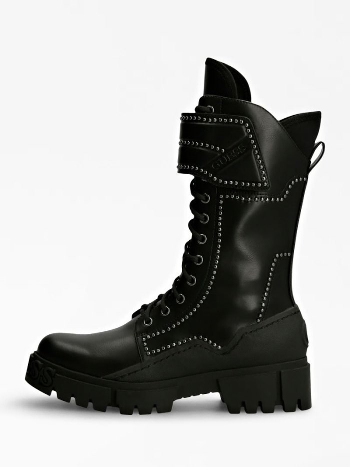 Botas Guess Nancia Stud Combat Mujer Negros | SE-494697