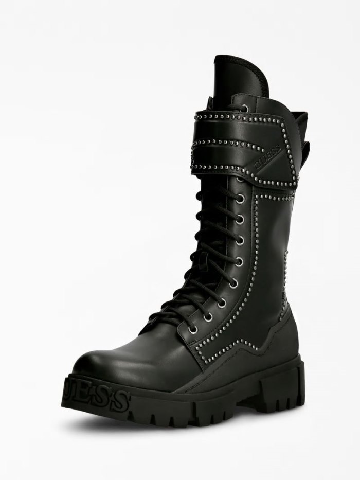 Botas Guess Nancia Stud Combat Mujer Negros | SE-494697