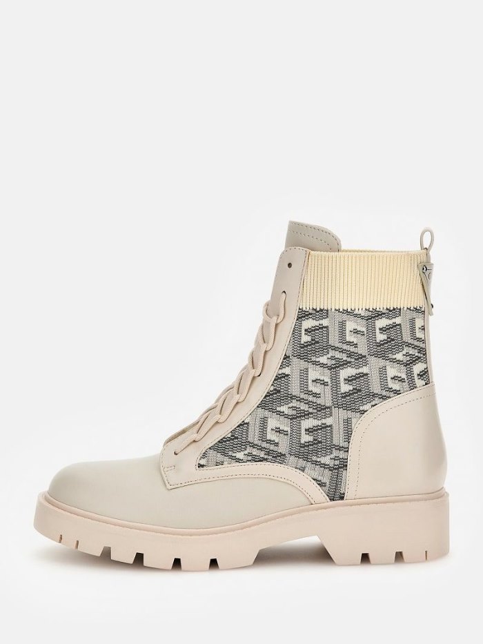 Botas Guess Raziela G Cube Logo Combat Mujer Blancos | SE-220581