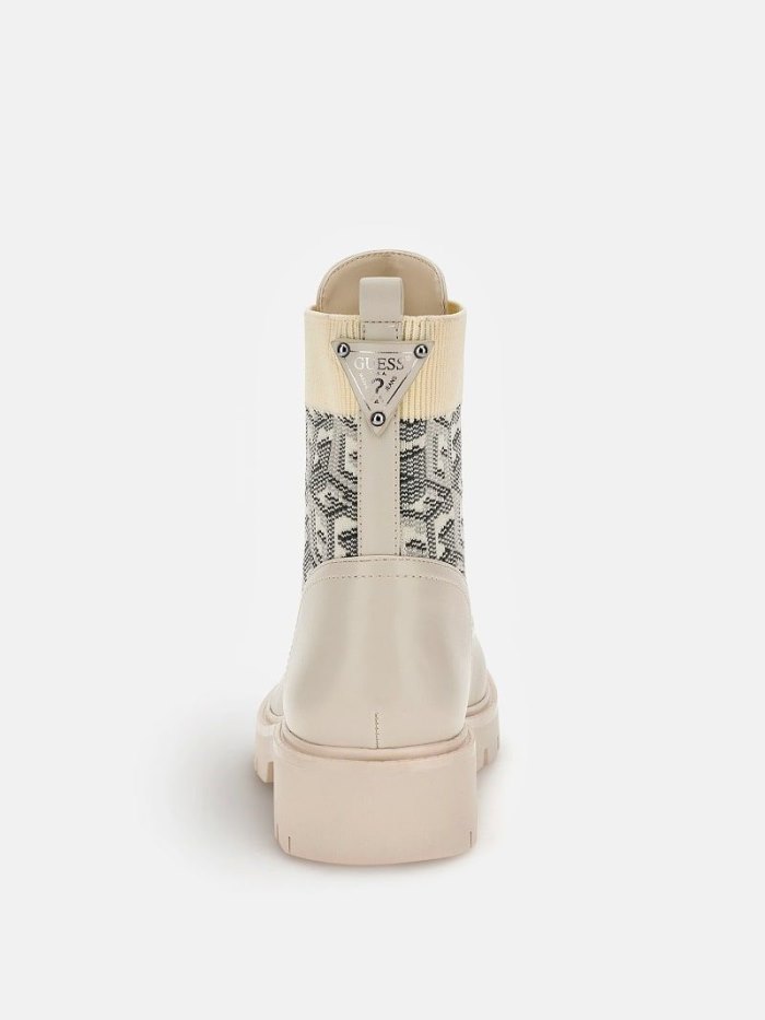 Botas Guess Raziela G Cube Logo Combat Mujer Blancos | SE-220581