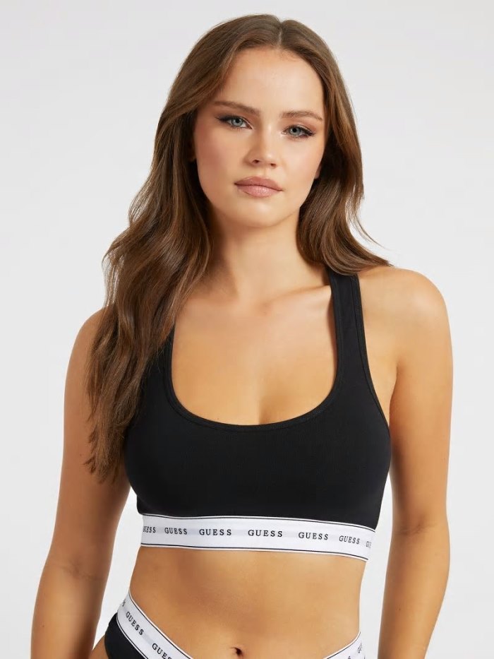 Bralette Guess Logo Band Mujer Negros | SE-303996