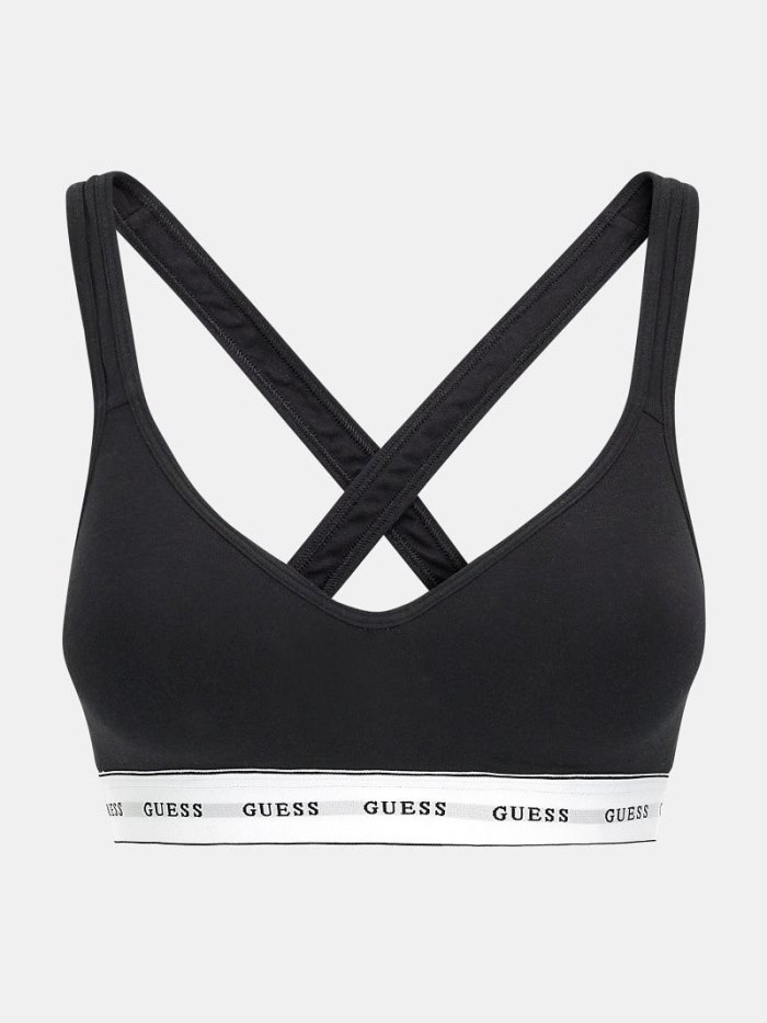 Bralette Guess Stretch Cotton Padded Mujer Negros | SE-396017