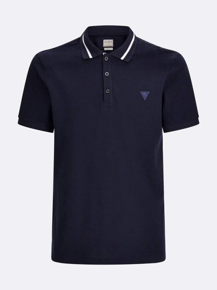 Camisa Polo Guess Classic Polo Hombre Azules | SE-407950