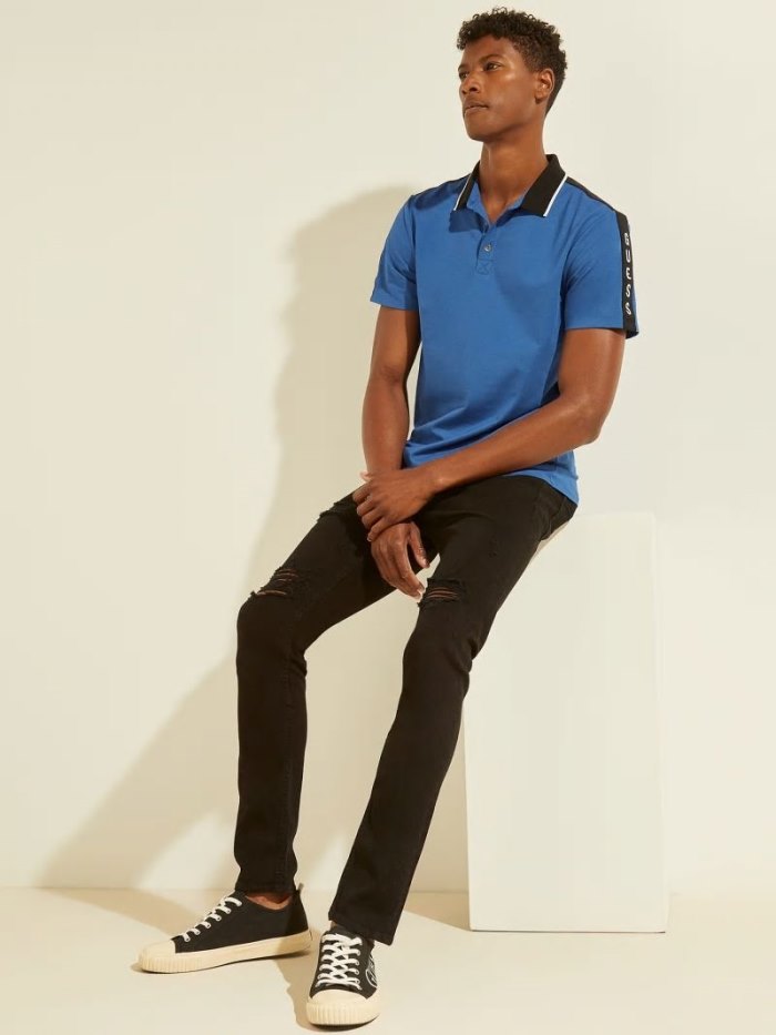 Camisa Polo Guess Contrasting Polo Hombre Azules | SE-126856