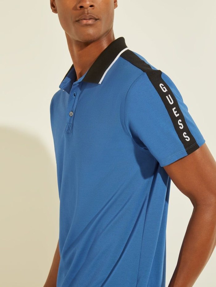 Camisa Polo Guess Contrasting Polo Hombre Azules | SE-126856