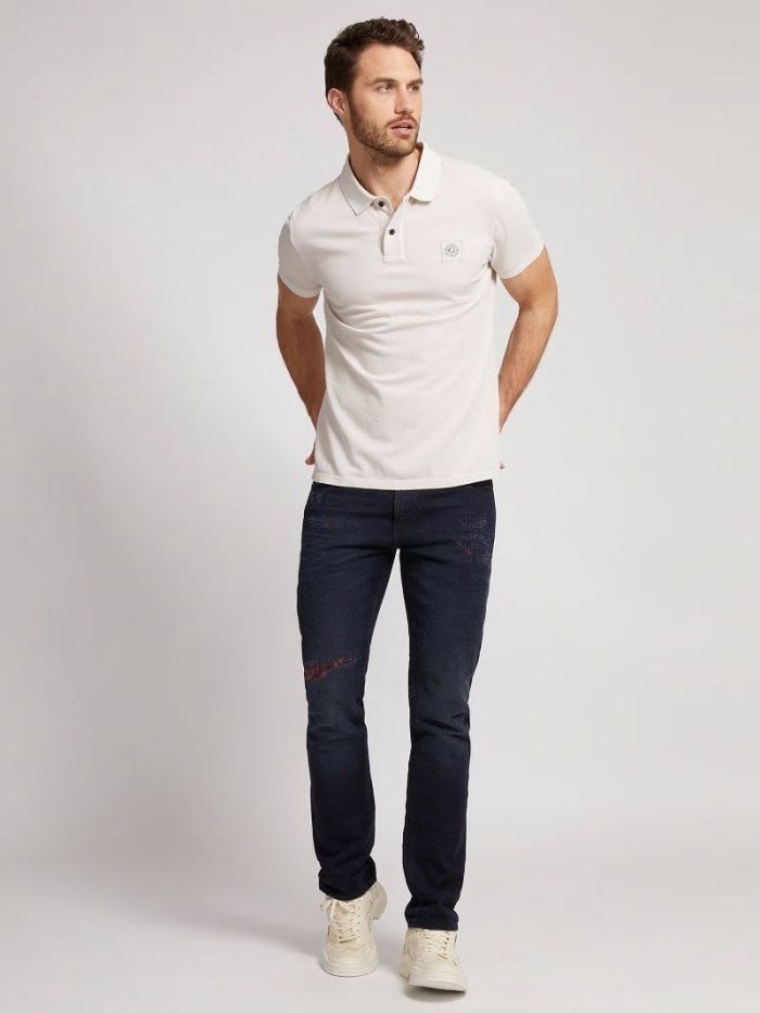 Camisa Polo Guess Logo Hombre Blancos | SE-075997