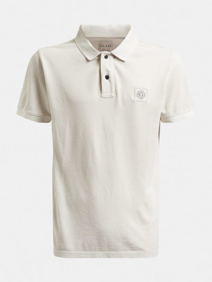 Camisa Polo Guess Logo Hombre Blancos | SE-075997