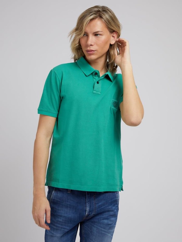 Camisa Polo Guess Logo Hombre Verdes | SE-705194