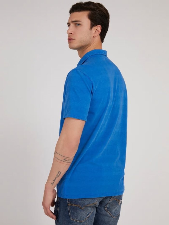 Camisa Polo Guess Logo Triangle Hombre Azules | SE-746798