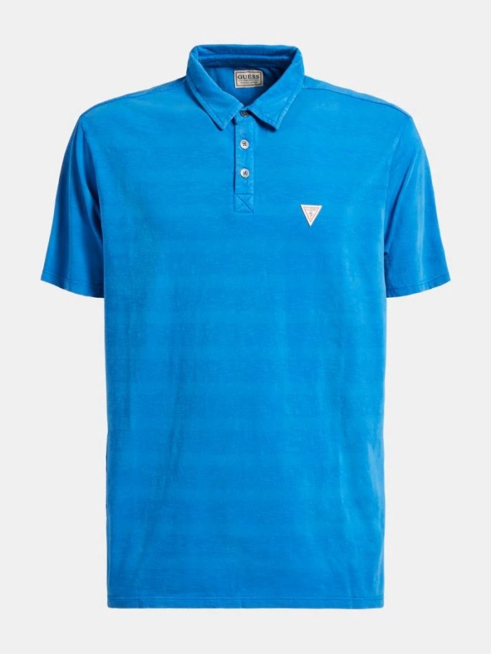 Camisa Polo Guess Logo Triangle Hombre Azules | SE-746798