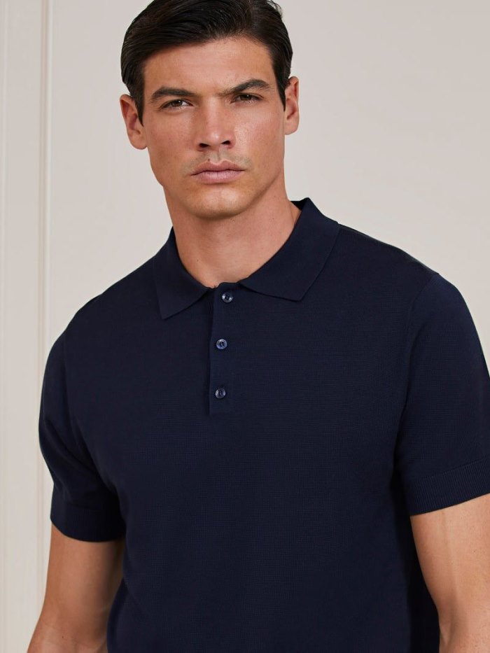 Camisa Polo Guess Marciano Silk Sweater Polo Hombre Azules | SE-869572