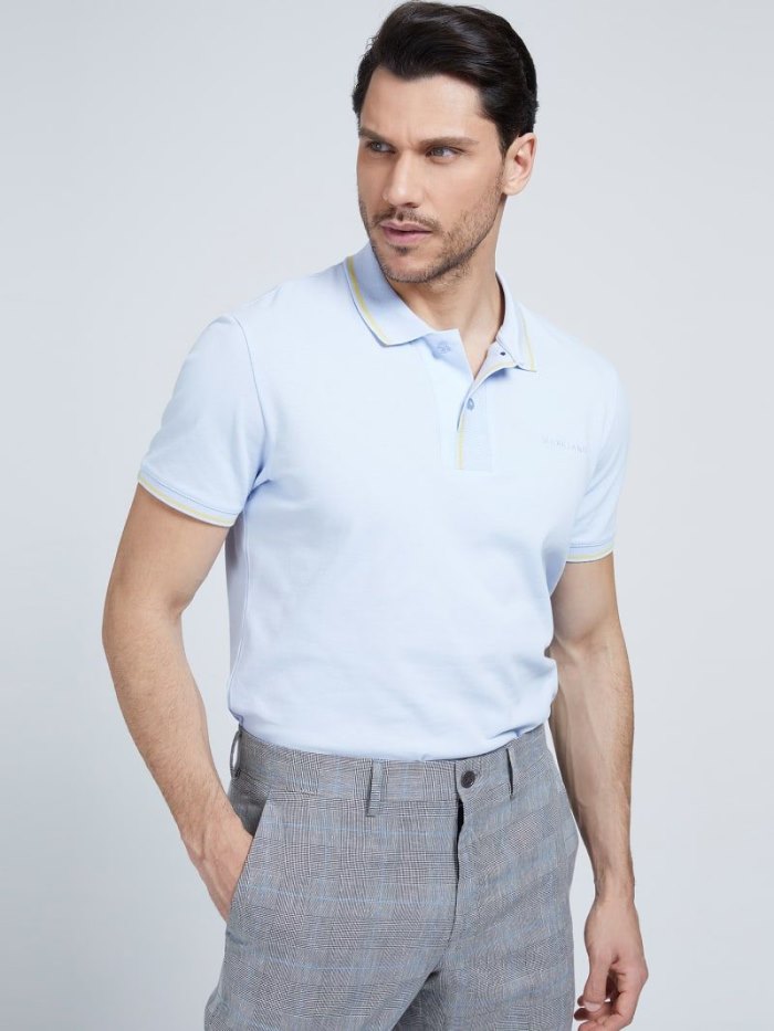 Camisa Polo Guess Marciano Stretch Hombre Azules Claro | SE-742453