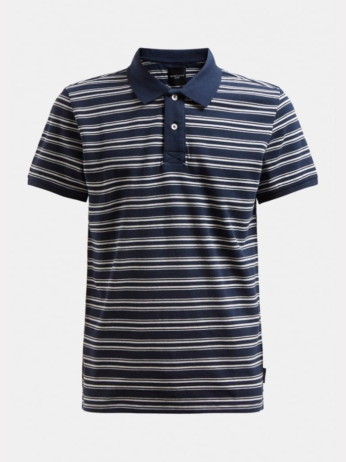 Camisa Polo Guess Marciano Striped Hombre Azules | SE-217864