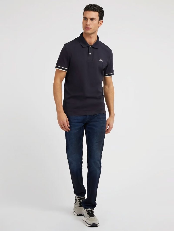 Camisa Polo Guess Rib Knit Hombre Azules | SE-376252