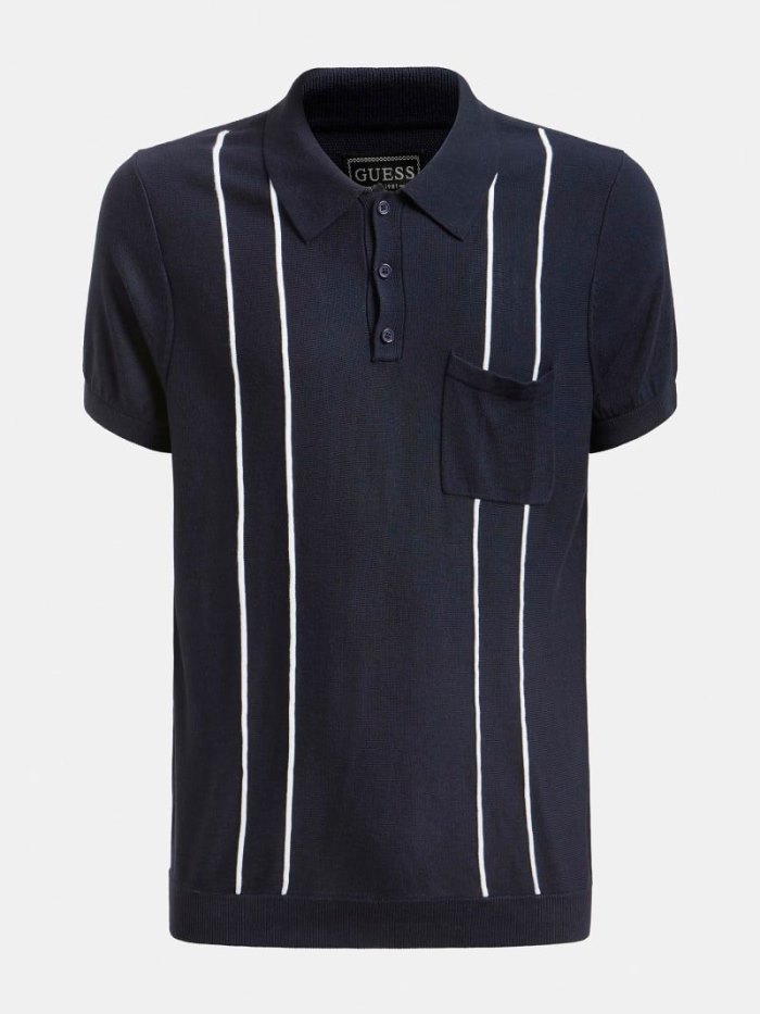 Camisa Polo Guess Sweater Polo Hombre Azules | SE-985464