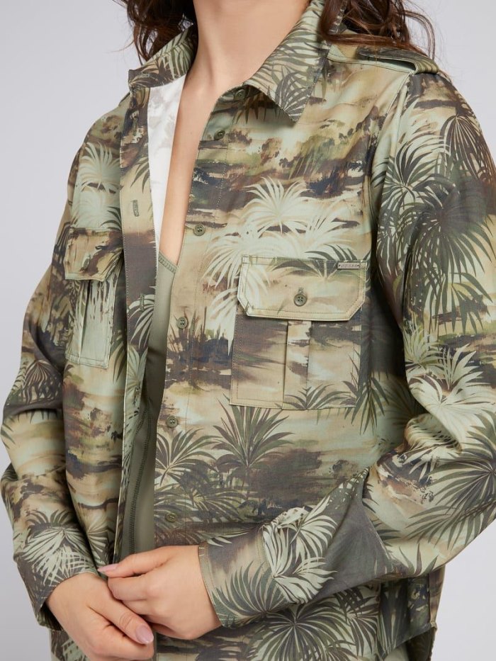 Camisas Guess All Over Print Mujer Camouflage | SE-951902