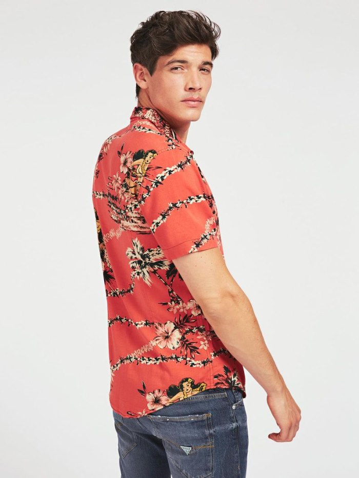 Camisas Guess All-over Print Hombre Rojos | SE-398736