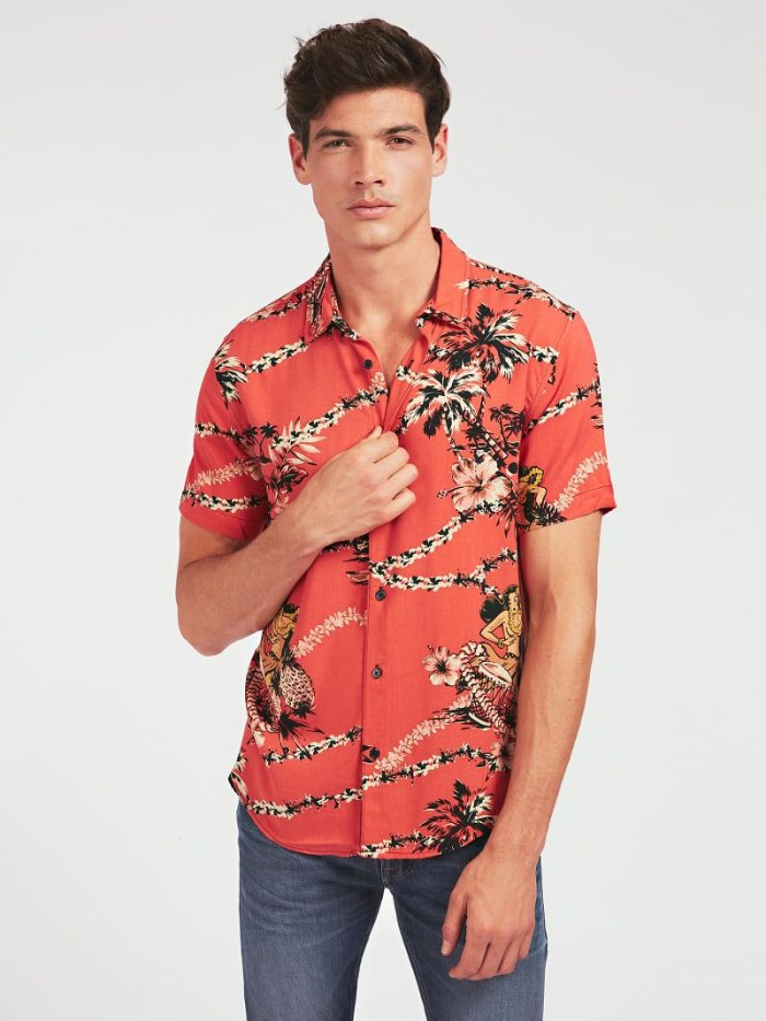 Camisas Guess All-over Print Hombre Rojos | SE-398736