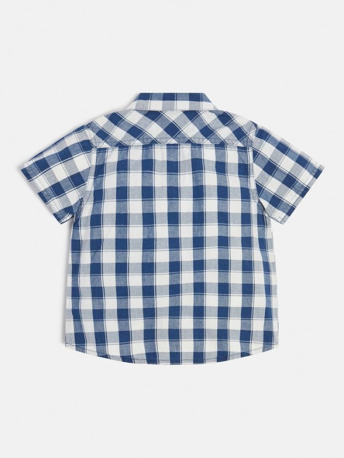 Camisas Guess Checked Print Niños Azules | SE-475384