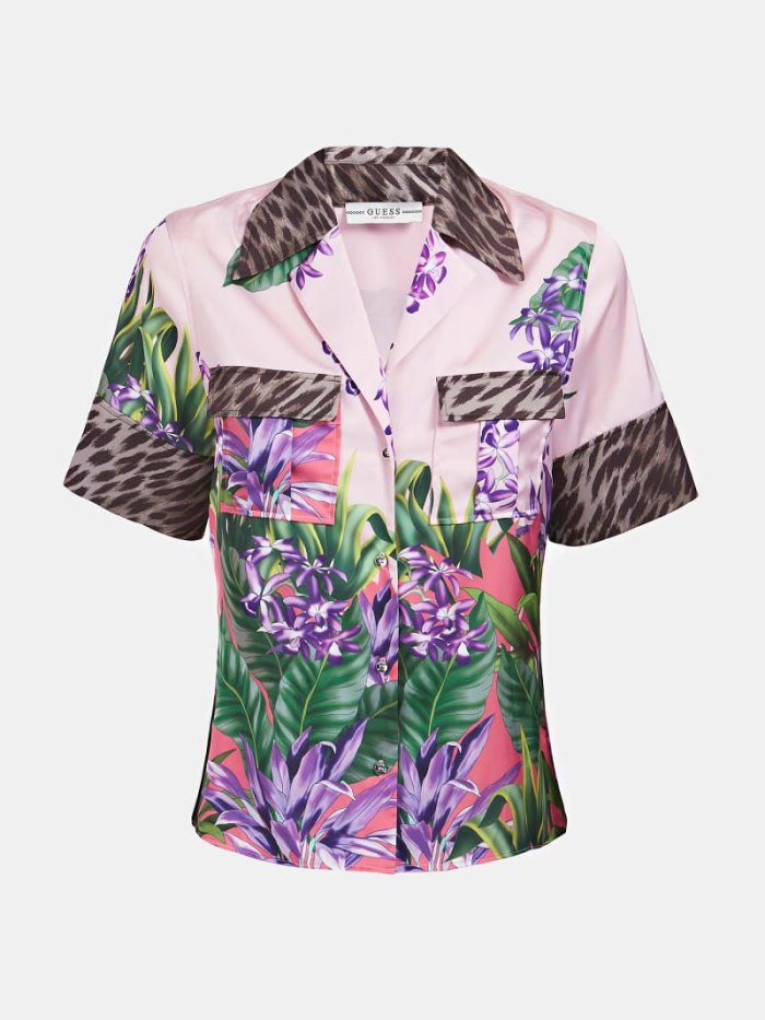 Camisas Guess Floral Print Mujer Rosas | SE-334501