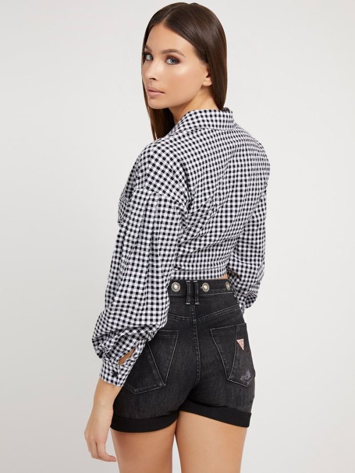 Camisas Guess Gingham Check Mujer Blancos | SE-040525