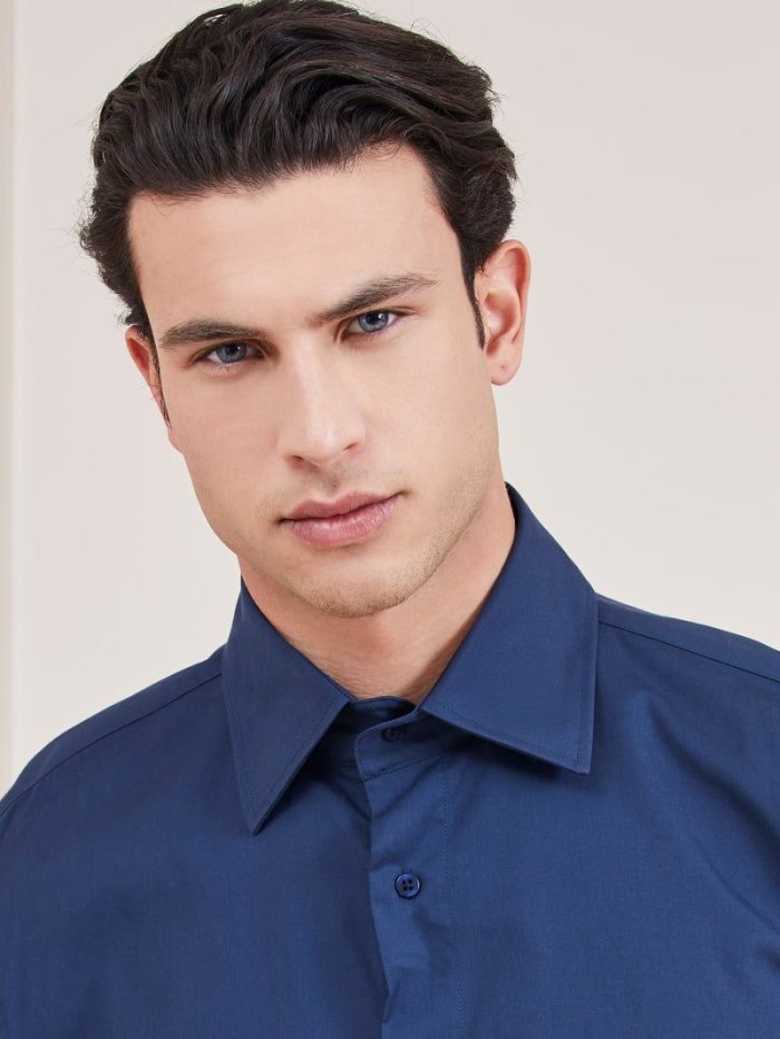 Camisas Guess Marciano Cotton Hombre Azules | SE-810444