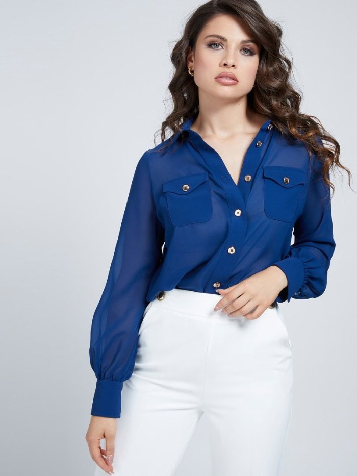 Camisas Guess Marciano Mujer Azules | SE-046298