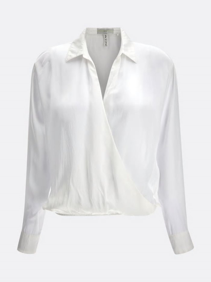 Camisas Guess Satin Silk Blend Mujer Blancos | SE-354045