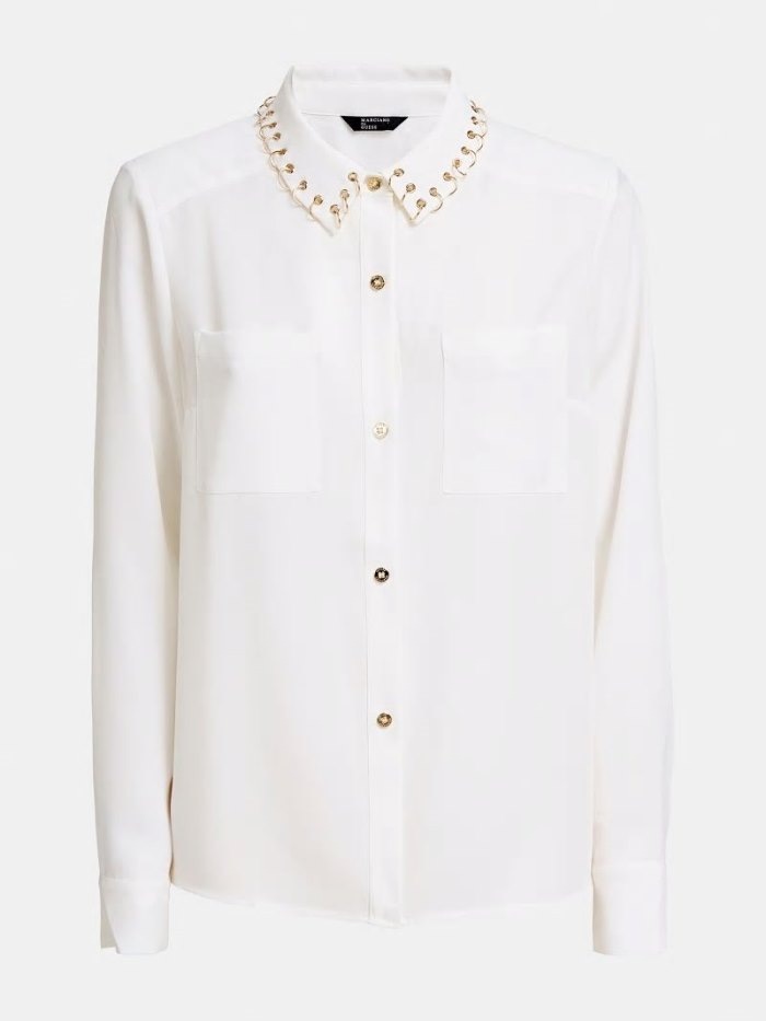 Camisas Guess Shirt Rings On Collar Mujer Blancos | SE-371787