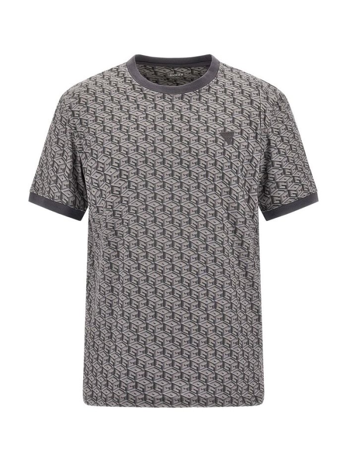 Camiseta Guess All Over G Cube Logo Hombre Grises | SE-737315