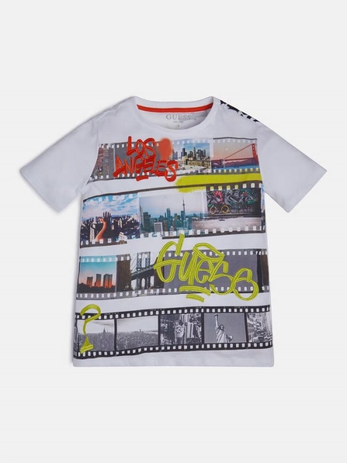 Camiseta Guess All Over Print Niños Blancos | SE-022692