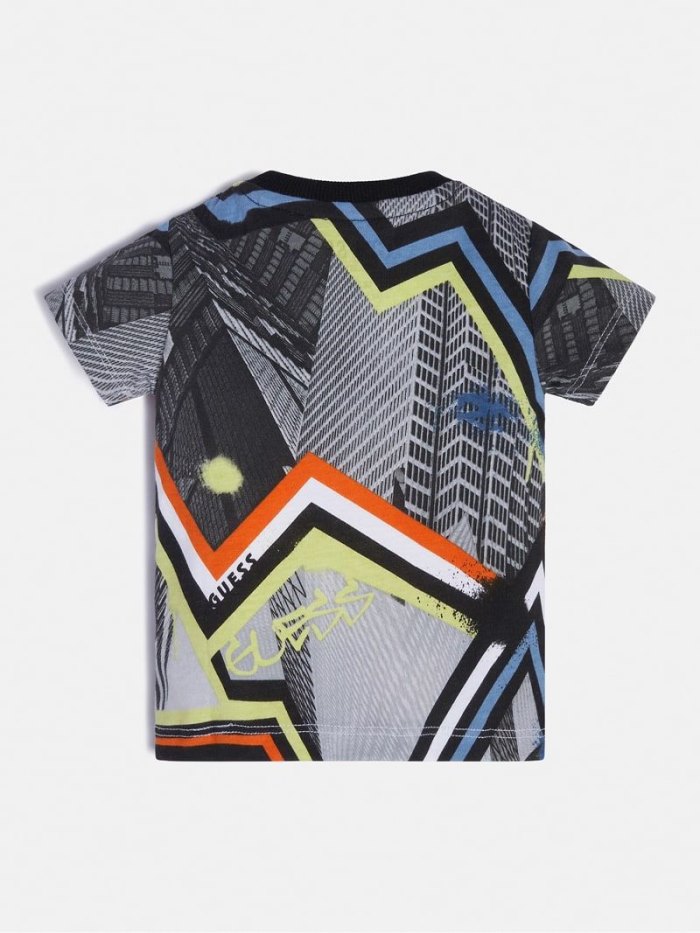 Camiseta Guess All Over Print Niños Grises | SE-023652