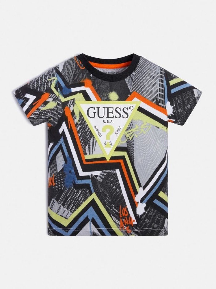 Camiseta Guess All Over Print Niños Grises | SE-023652