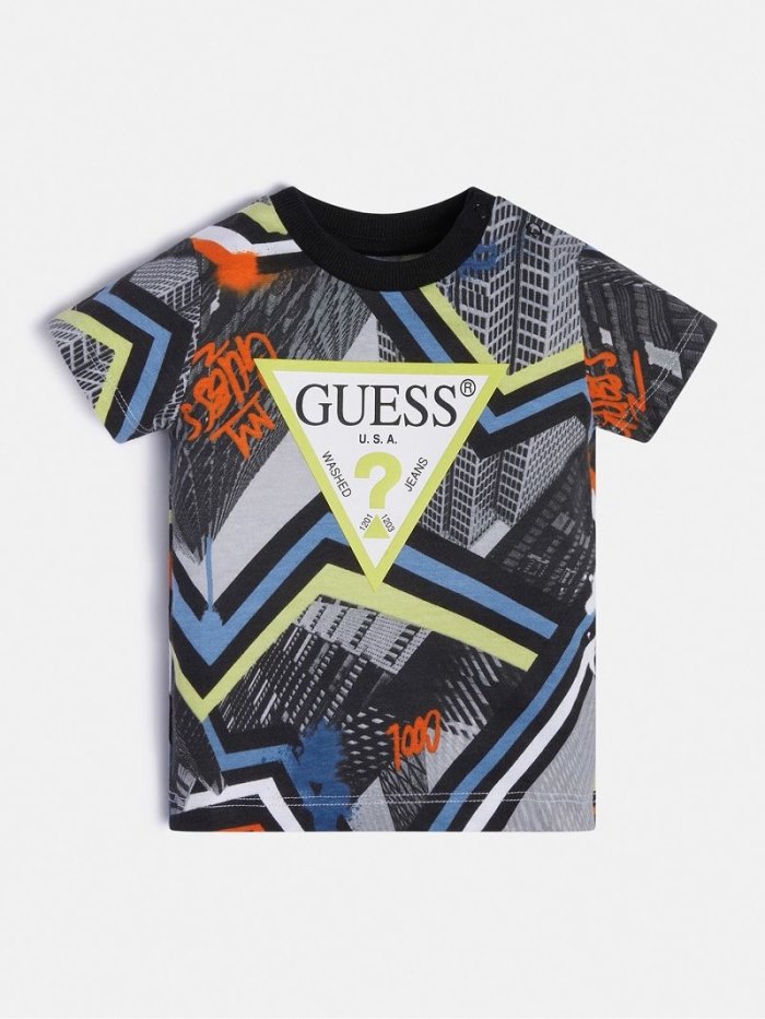 Camiseta Guess All Over Print Niños Grises | SE-023652