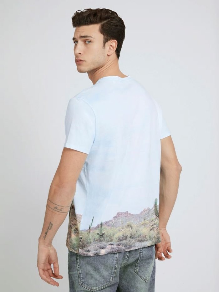 Camiseta Guess All-over Print Hombre Blancos | SE-908075