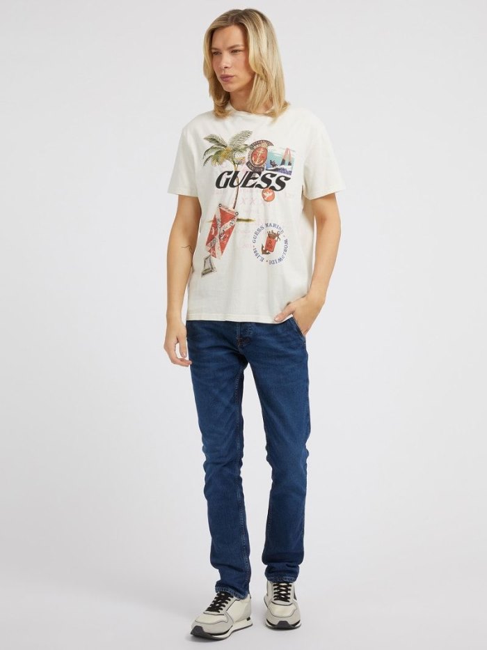 Camiseta Guess Collage Print Hombre Blancos | SE-842842