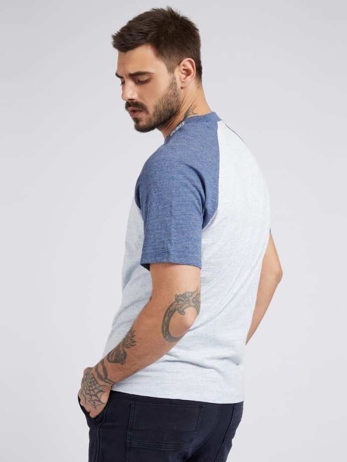 Camiseta Guess Colour-block Hombre Azules | SE-554658