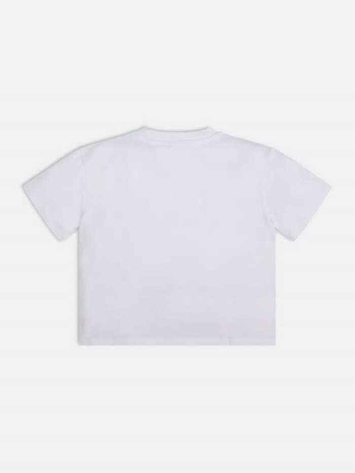 Camiseta Guess Cropped Front Logo Print Niños Blancos | SE-024092