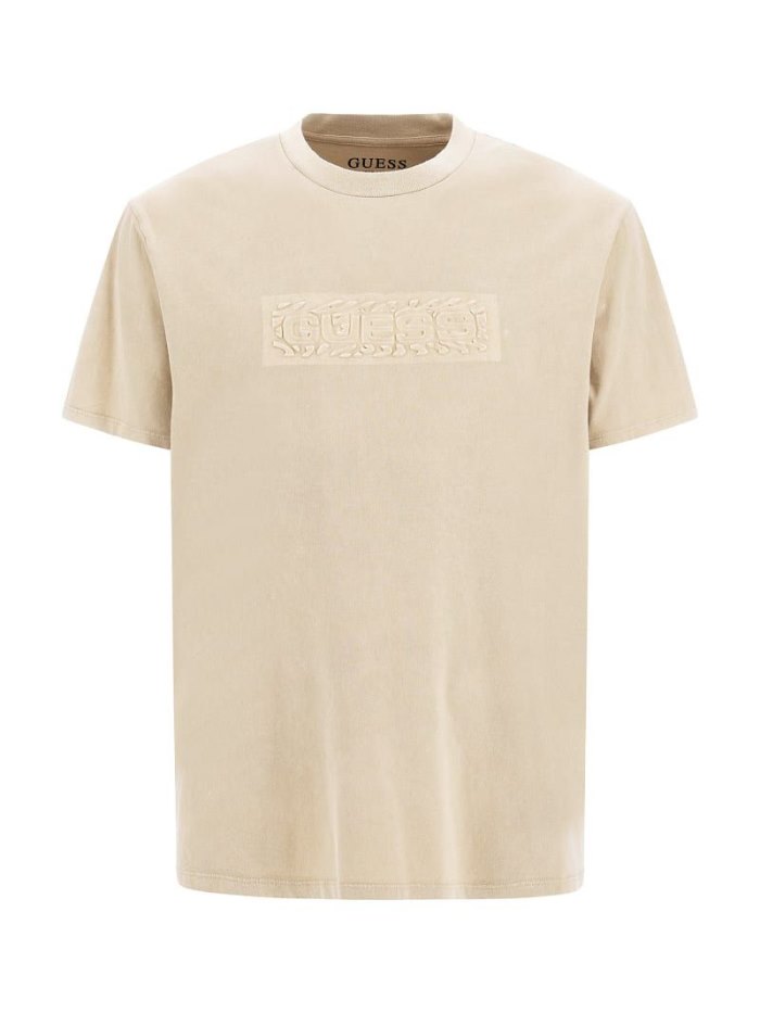 Camiseta Guess Debossed Printed Logo Hombre Creme | SE-476976