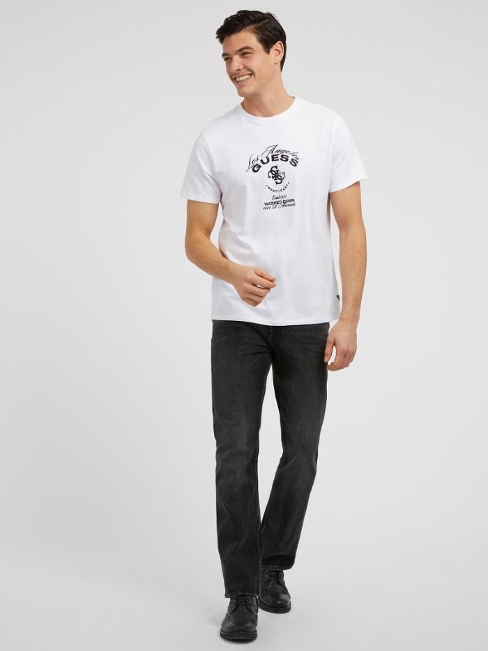 Camiseta Guess Foil Logo Hombre Blancos | SE-254363