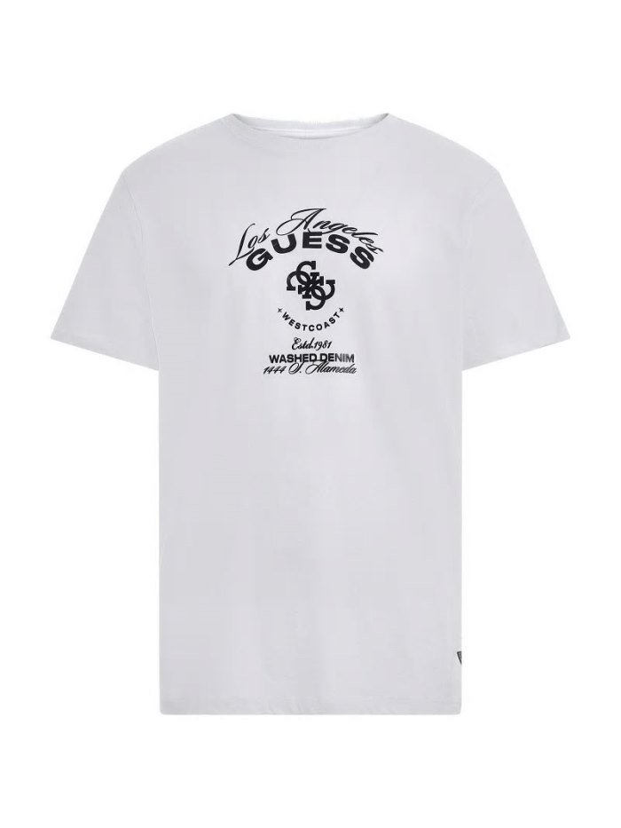 Camiseta Guess Foil Logo Hombre Blancos | SE-254363