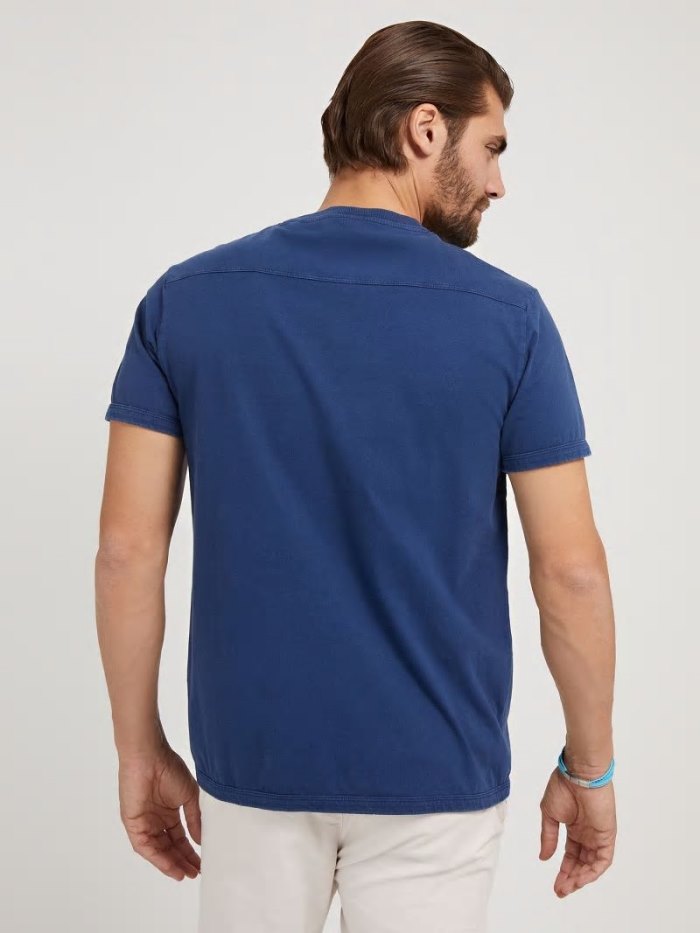 Camiseta Guess Front Logo Hombre Azules | SE-296093