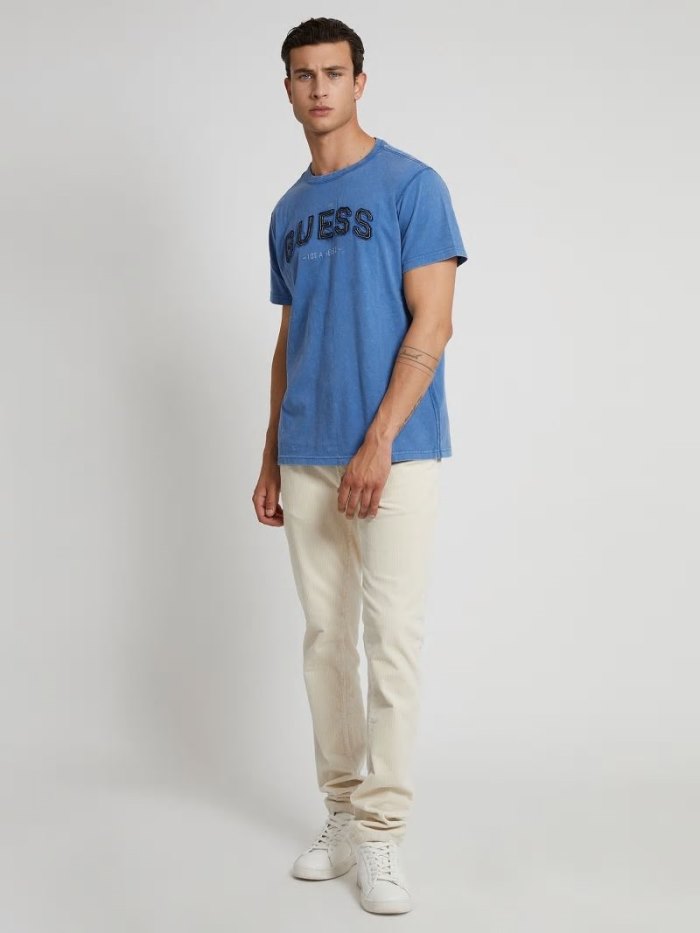 Camiseta Guess Front Logo Hombre Azules | SE-664364