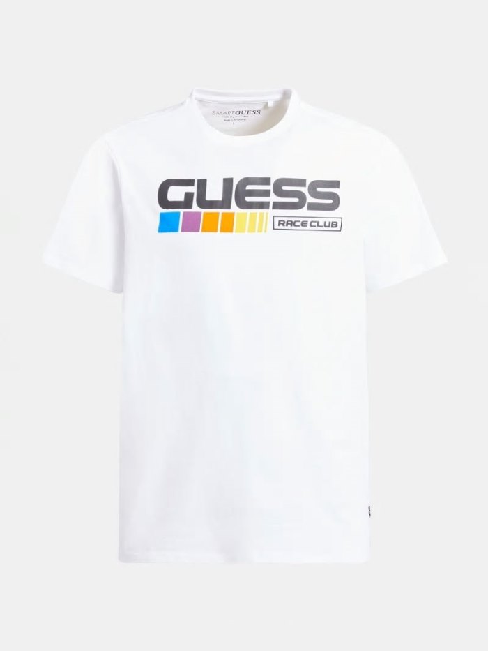 Camiseta Guess Front Logo Hombre Blancos | SE-953429