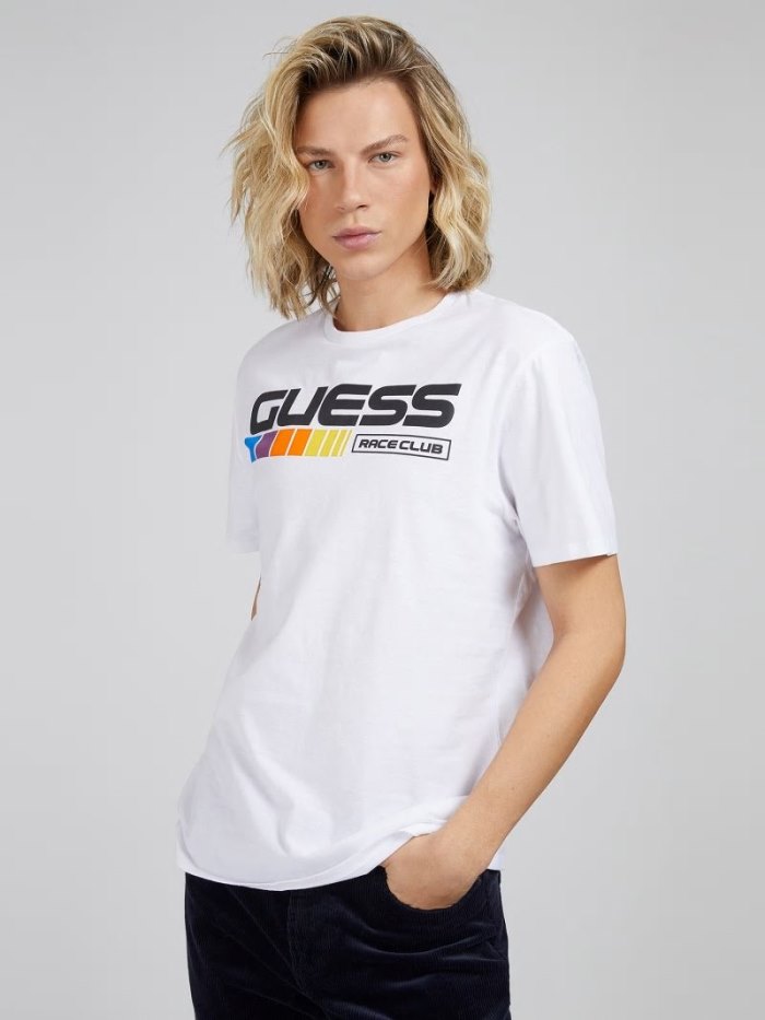 Camiseta Guess Front Logo Hombre Blancos | SE-953429